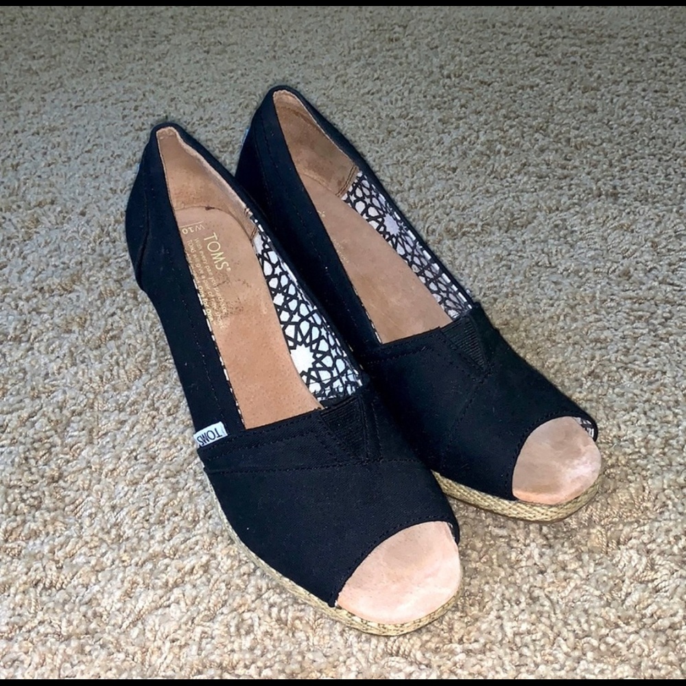 Toms Michelle Peep Toe Espadrille Wedges